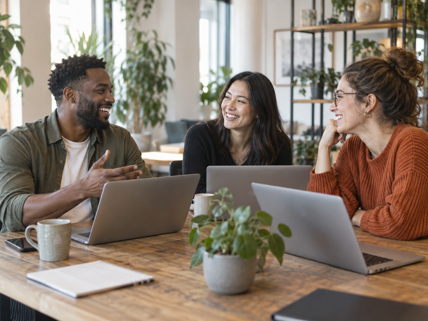 Colleagues collaborating around a table