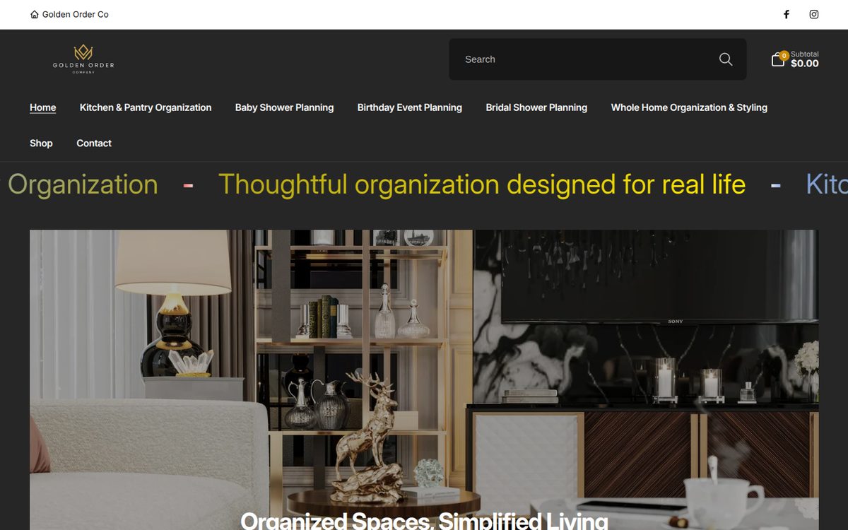 Golden Order Co website homepage