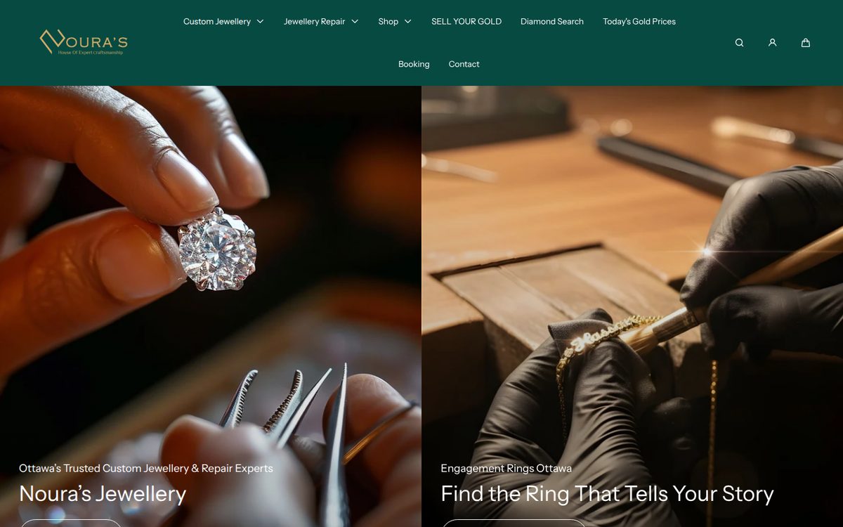 Noura’s Jewellery website homepage